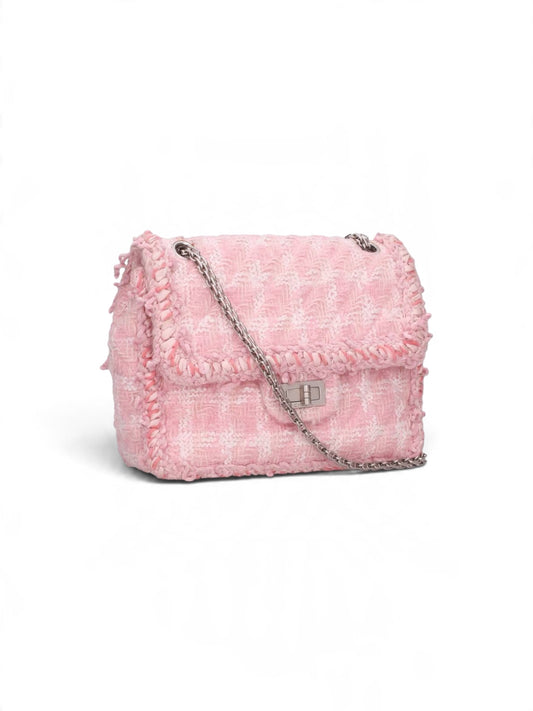 Chanel 2.55 Reissue Pink Tweed Flap Shoulder Bag – Silver Chain | Pre-Owned