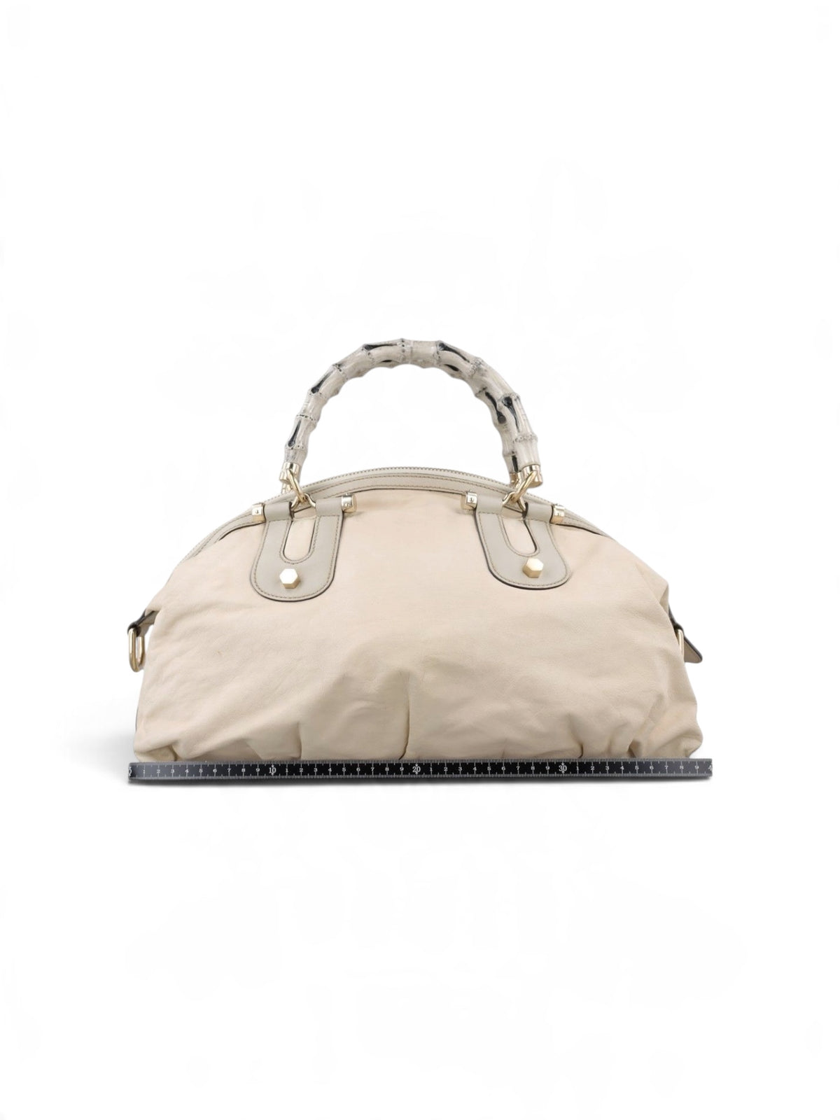 Gucci Bamboo Leather Satchel Handbag – Ivory Cream | Gold Hardware | Pre-Owned