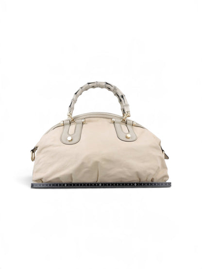 Gucci Bamboo Leather Satchel Handbag – Ivory Cream | Gold Hardware | Pre-Owned